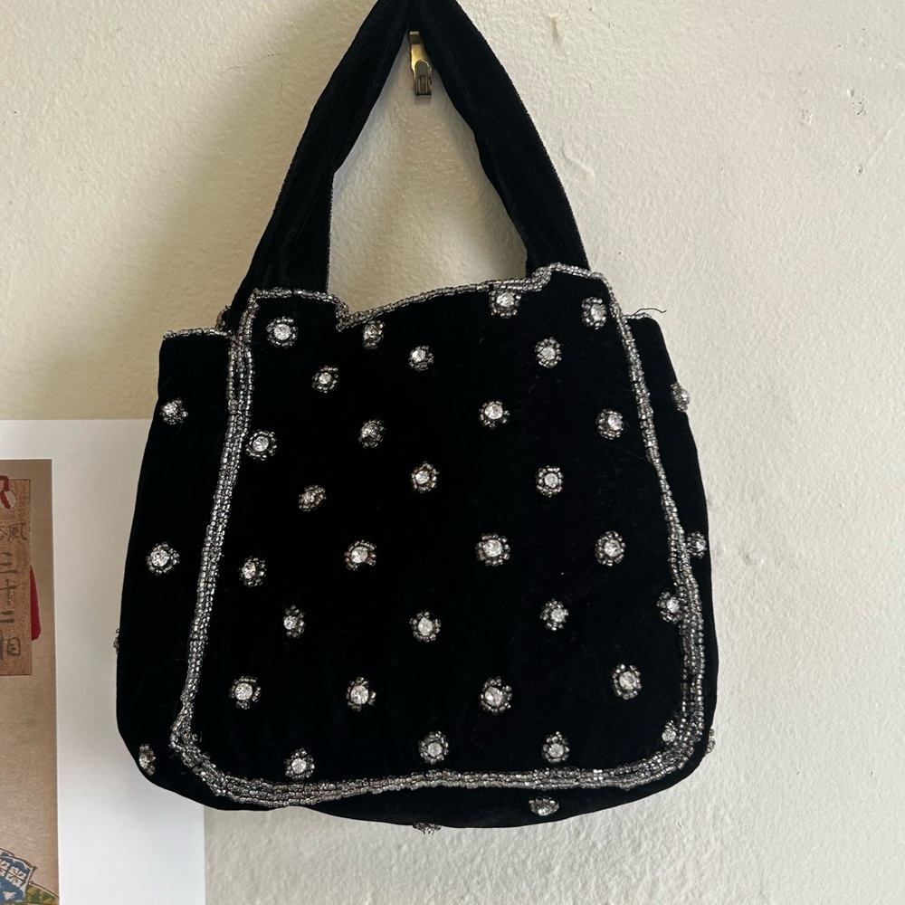 Elegant Black Beaded Handbag